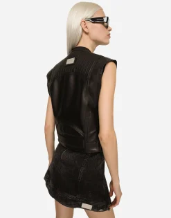 Zip-up leather vest
