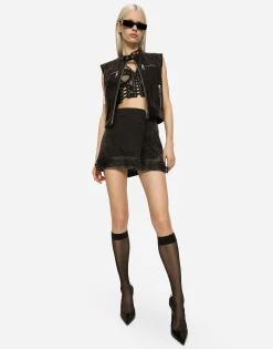 Zip-up leather vest