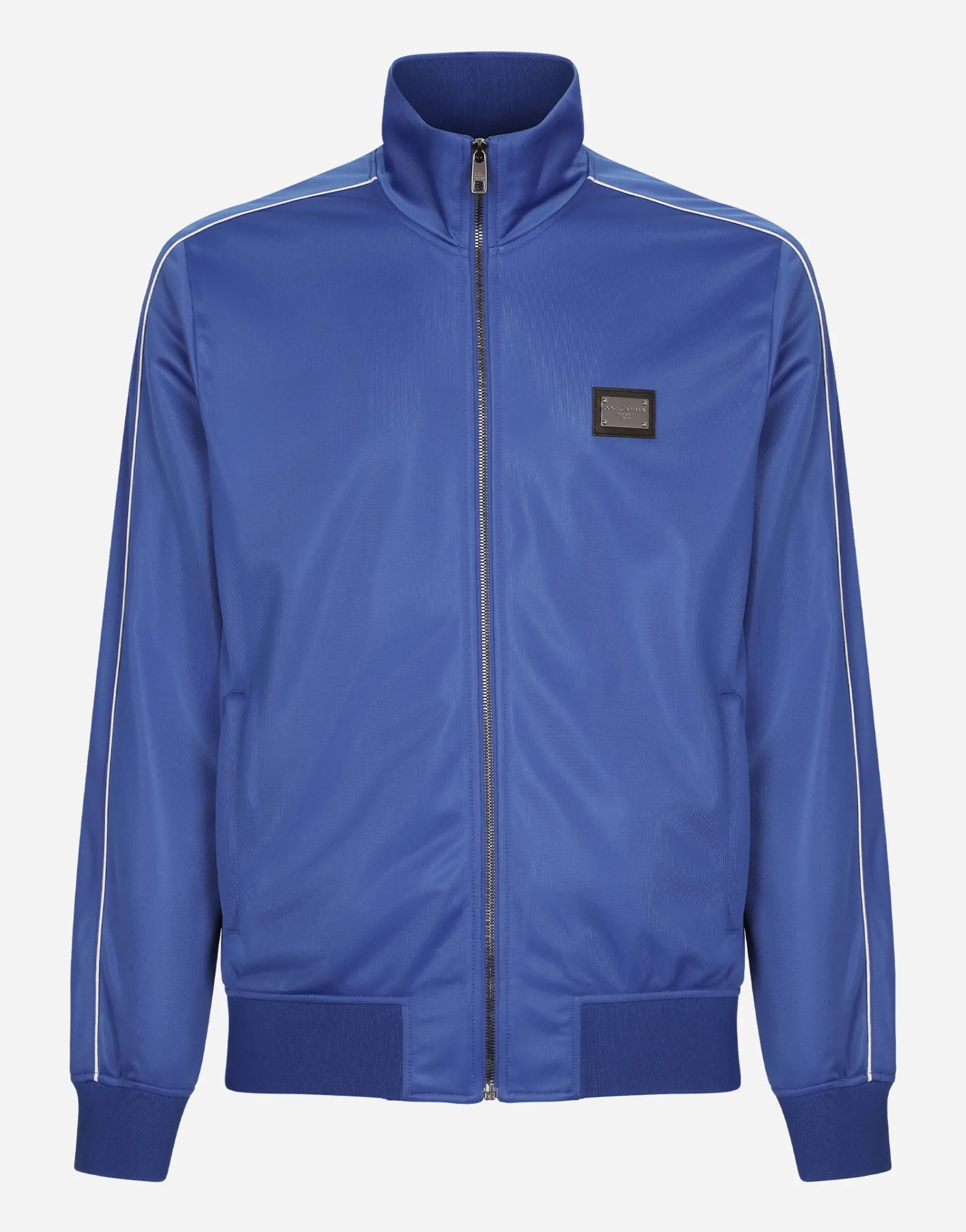 Zip-up triacetate sweatshirt with tag and bands