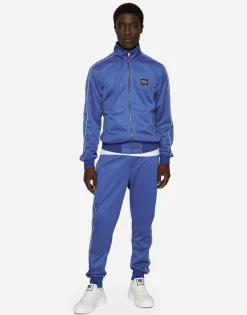 Zip-up triacetate sweatshirt with tag and bands