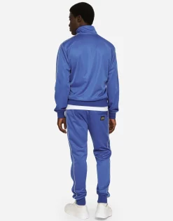 Zip-up triacetate sweatshirt with tag and bands