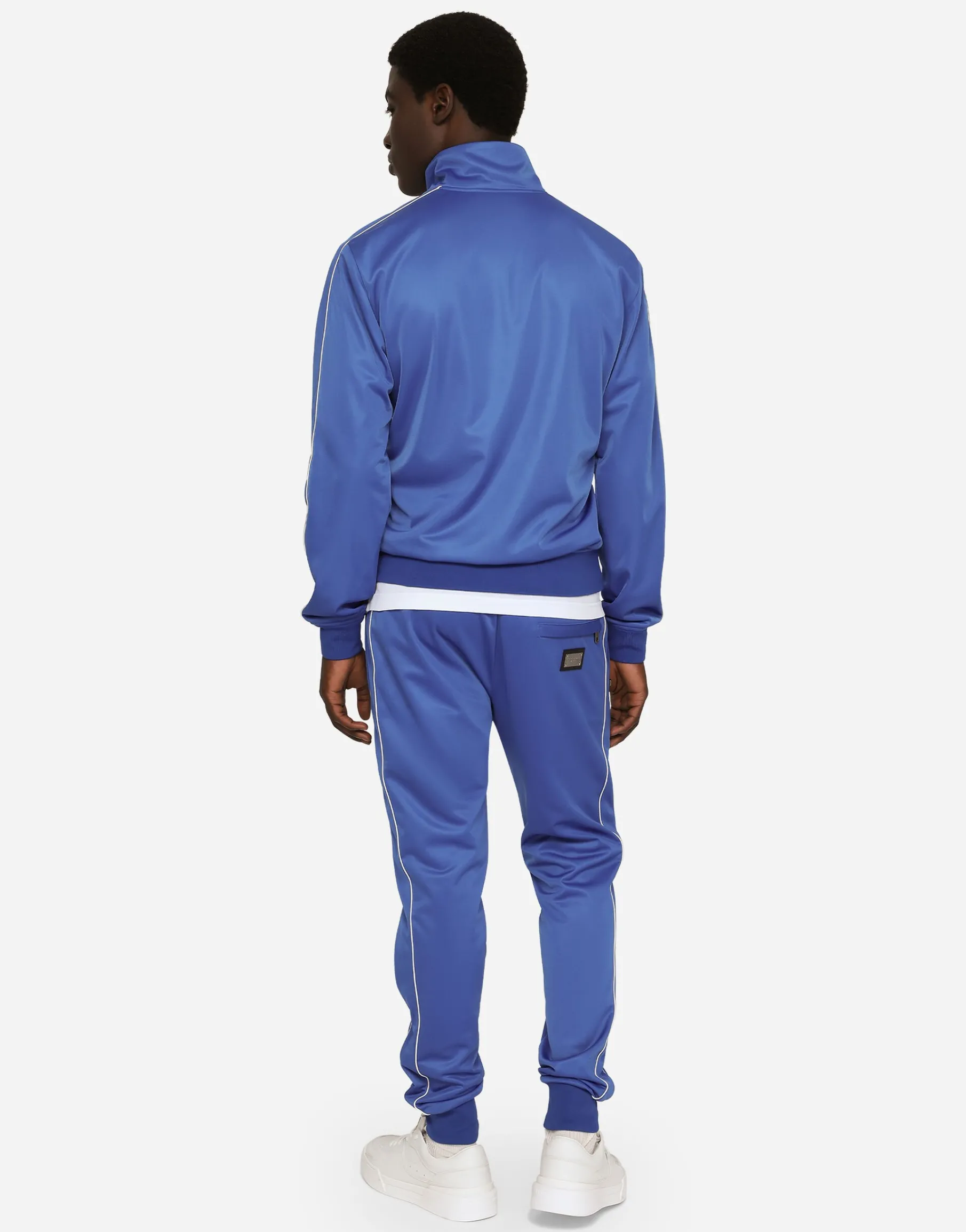 Zip-up triacetate sweatshirt with tag and bands
