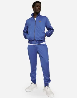 Zip-up triacetate sweatshirt with tag and bands